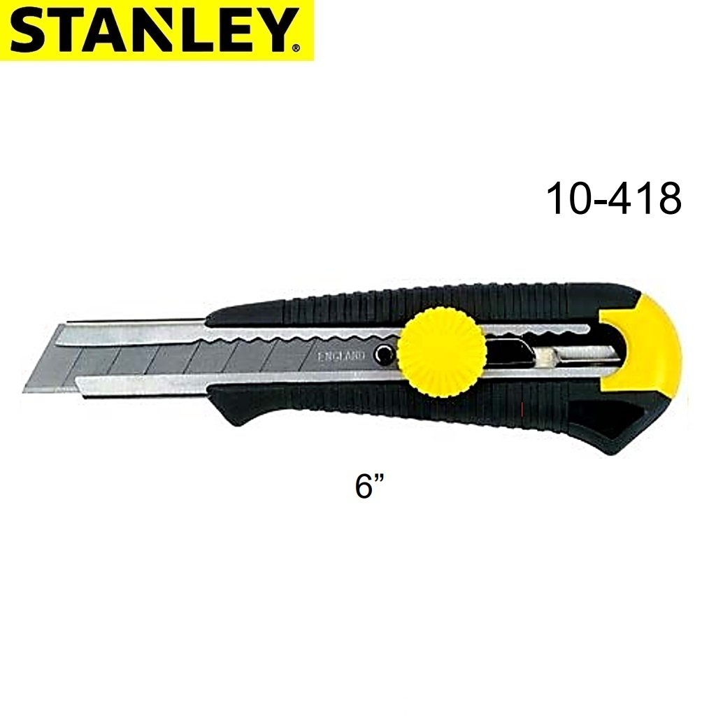 SKI - สกี จำหน่ายสินค้าหลากหลาย และคุณภาพดี | STANLEY #10-418 มีดคัตเตอร์พลาสติก หุ้มเหล็ก 6นิ้ว รุ่นปุ่มล็อค [12อัน/กล่อง] (PBT)